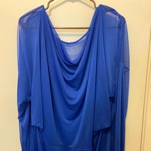 Lane Bryant size 26/28 satin, chiffon Royal Blue shirt